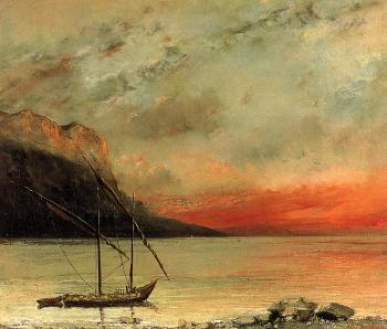 古斯塔夫 庫爾貝 Sunset on Lake Leman